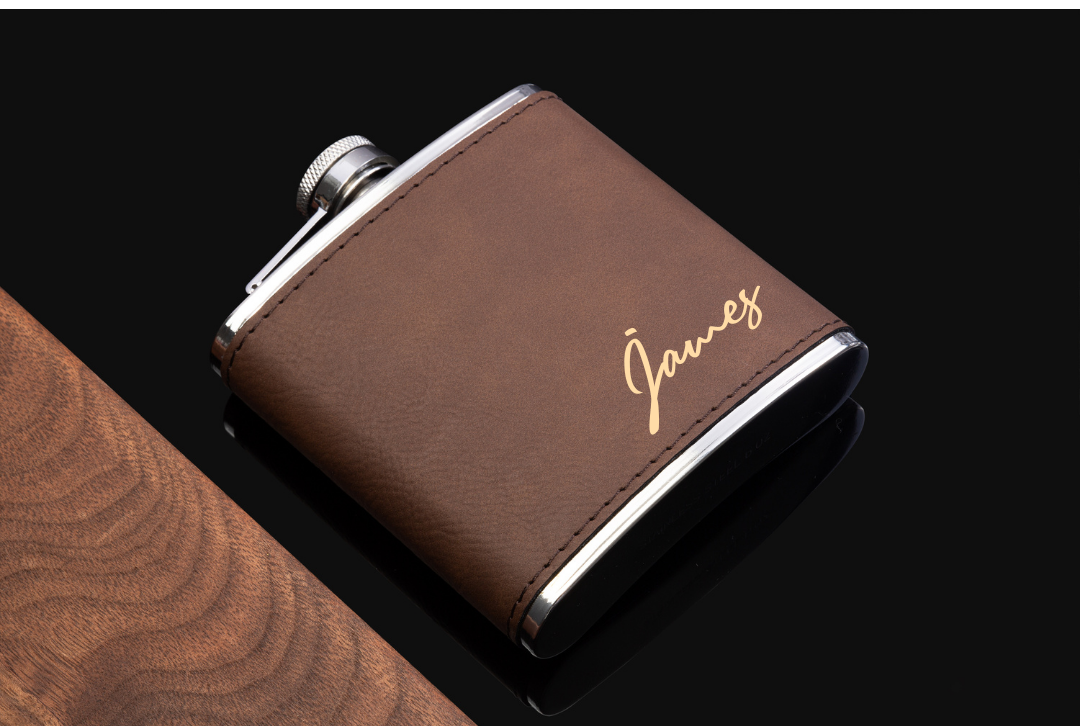Personalized Leather Flask