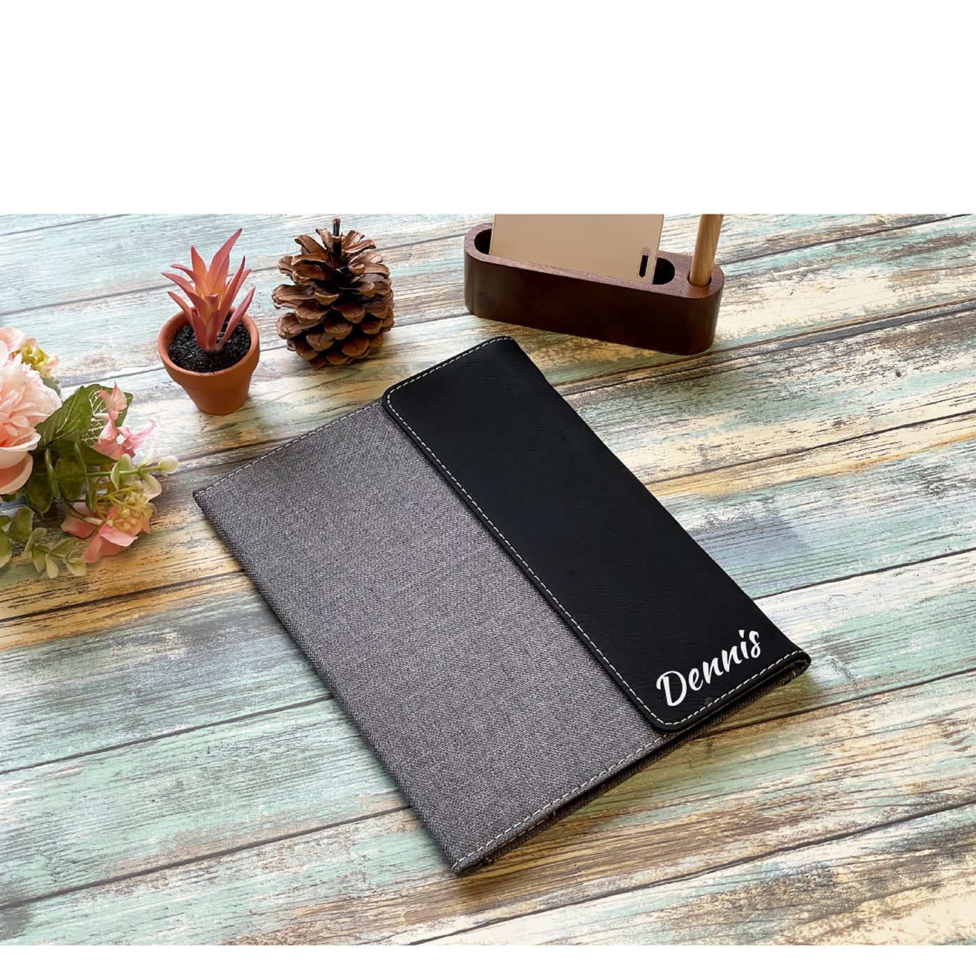 Personalized Leather Portfolio With Flap