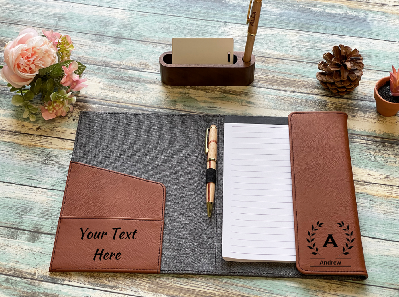 Personalized Leather Portfolio With Flap