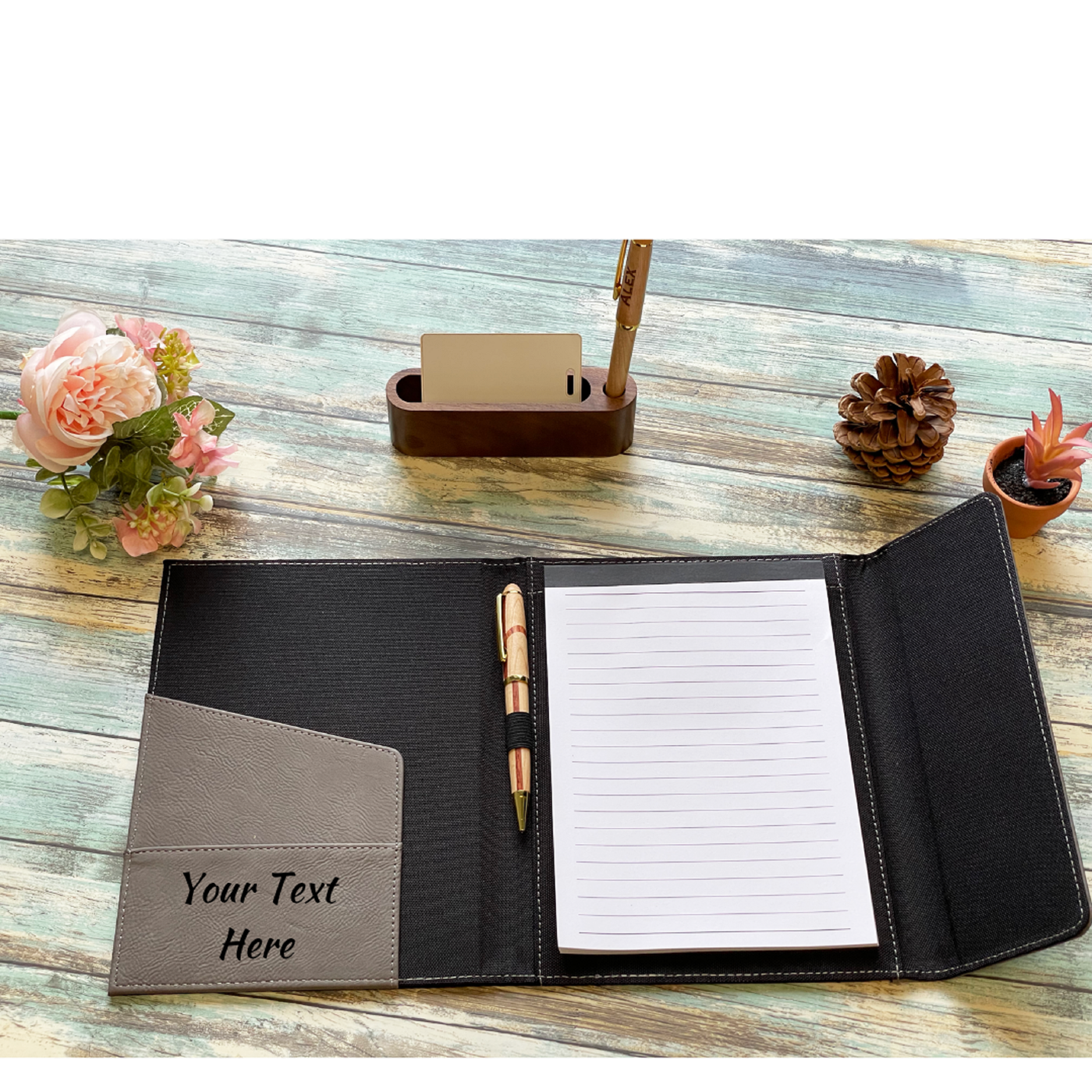 Personalized Leather Portfolio With Flap