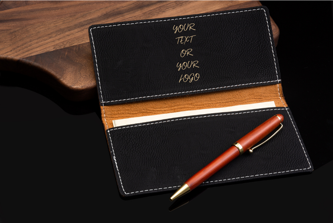 Personalized First Name or Monogram Leather Top Stub Checkbook Cover,  Saddle Brown
